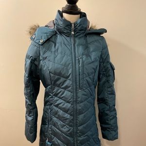 Like New Women’s Eddie Bauer Sun Valley Down Parka Lt Nordic Blue Petite Medium